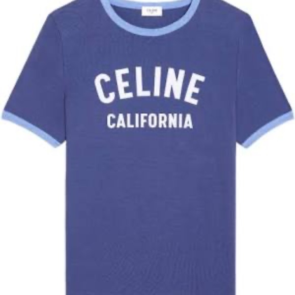 CELINE  California 70'S Cotton T-Shirt BLUE medium M - Picture 1 of 9